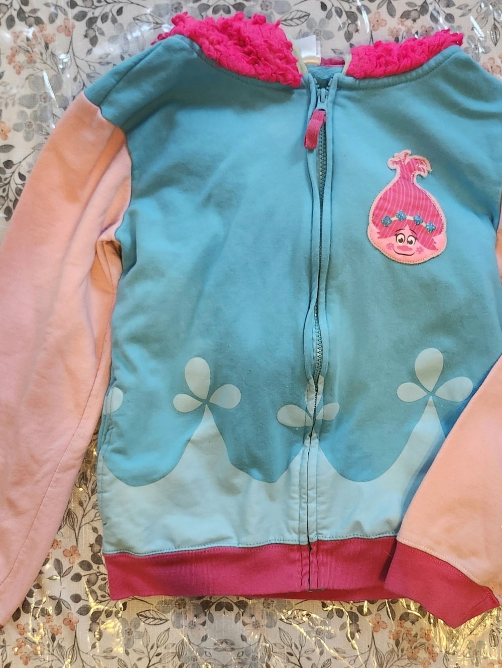 DreamWorks Girls Blue & Pink Trolls Zip Hoodie